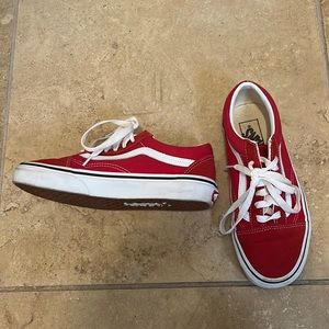 Old Skool -Racing Red/ True White Vans- 6.5